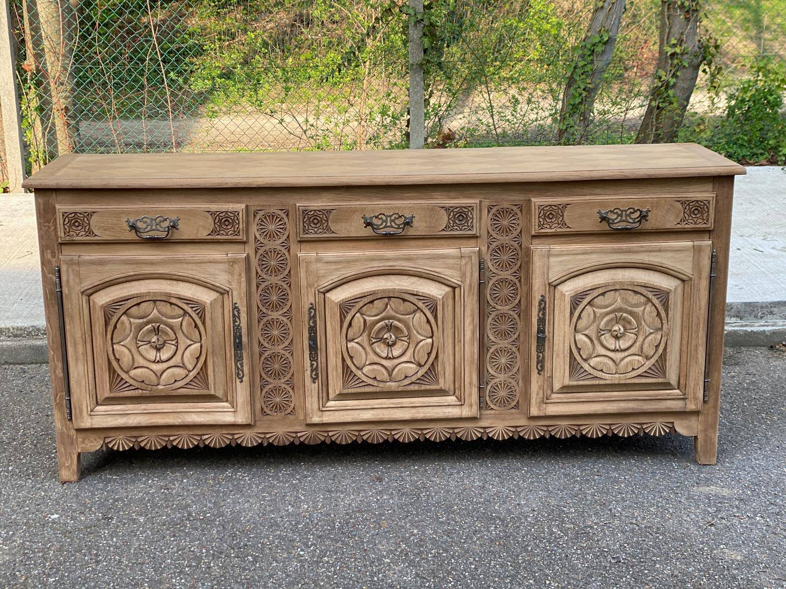 Breton buffet enfilade Art Deco 215cm 19th century
