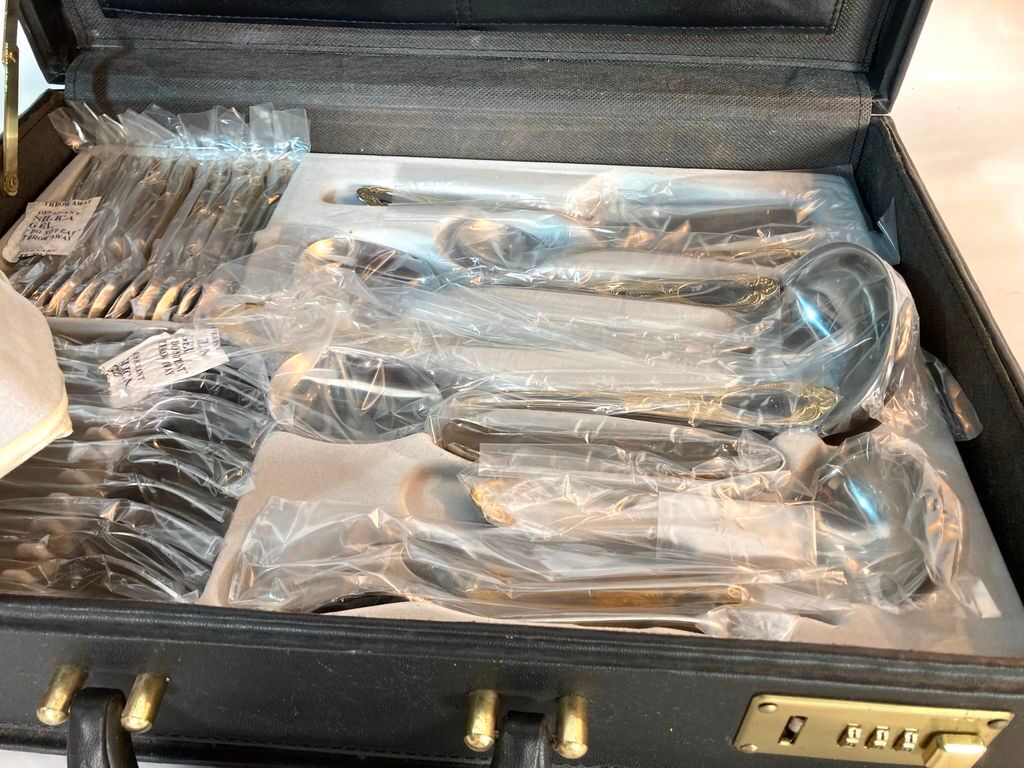 Cutlery set SBS Bestecke Solingen 70 pieces gold plated, vintage