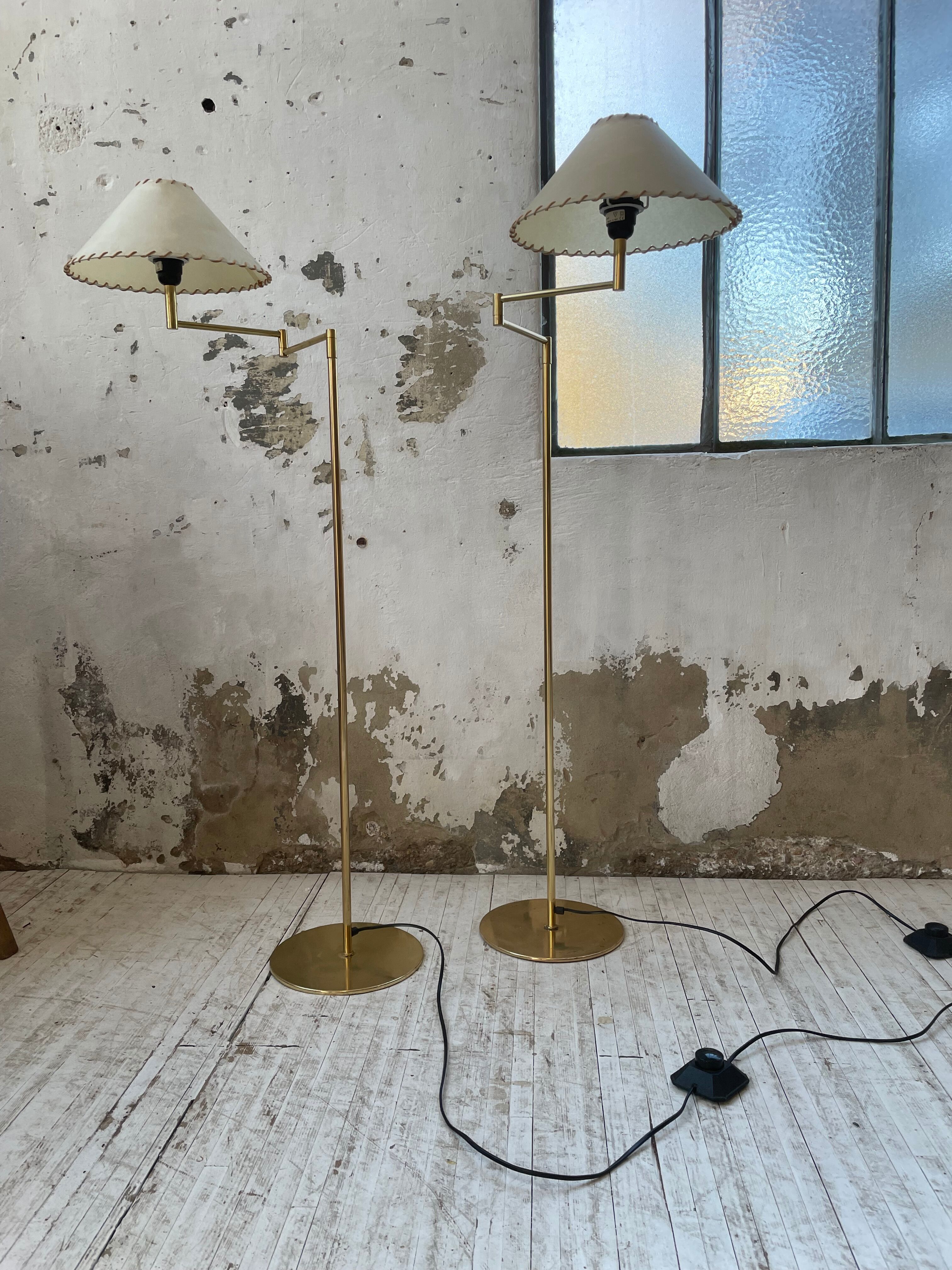 Pair of SCE floor lamps articulated brass 70s