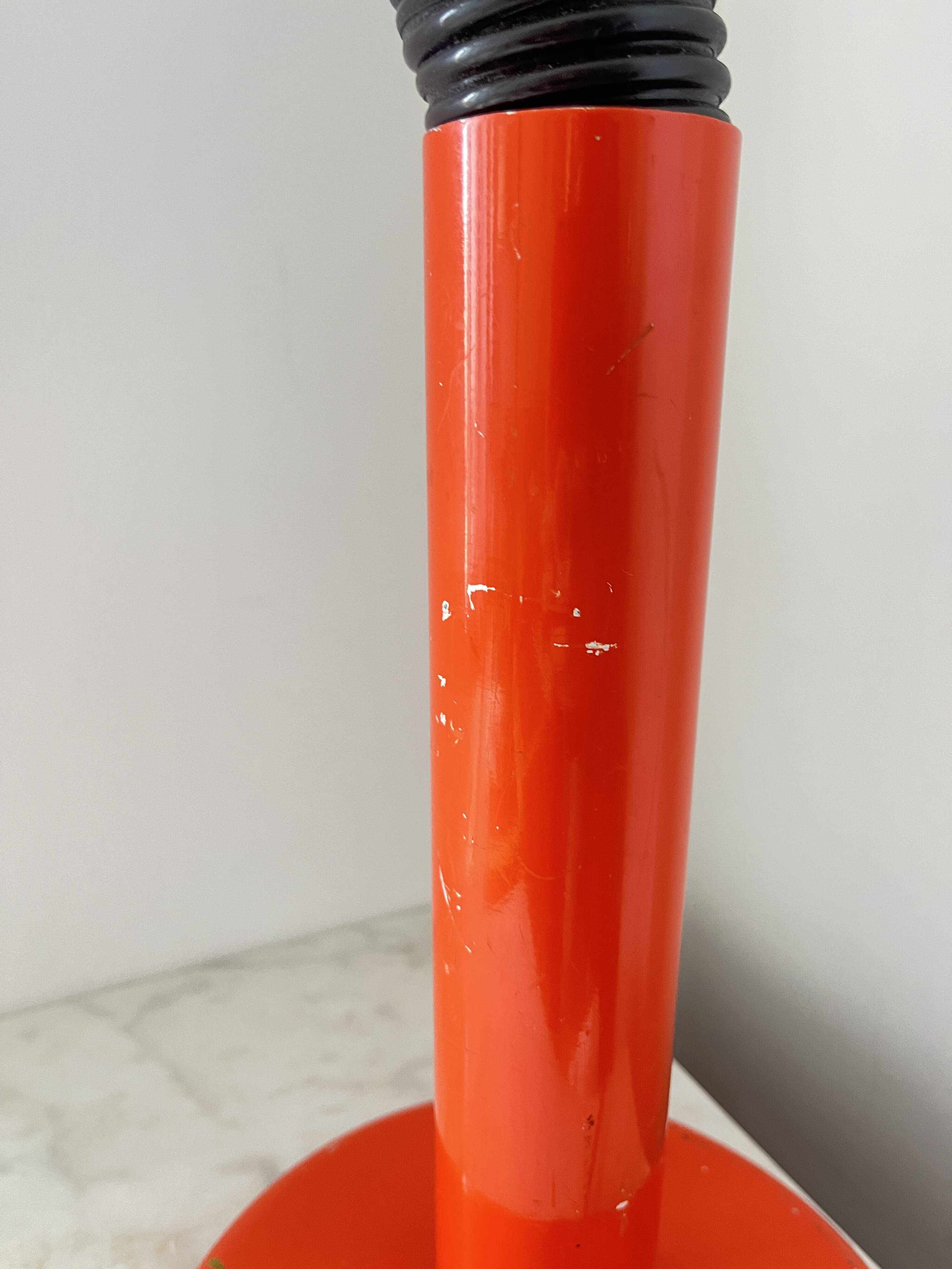 Vintage Space Age Orange Metal Table Lamp Adjustable Gooseneck, 1970s