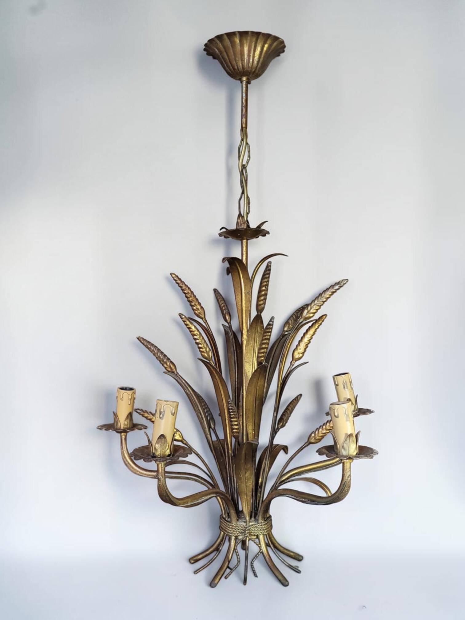Lustre métal doré Hollywood Regency, Hans Kögl 1970's