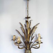 Golden metal chandelier Hollywood Regency, Hans Kögl 1970s