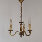 French Antique Art Nouveau Style 3-Light Quality Bronze Chandelier