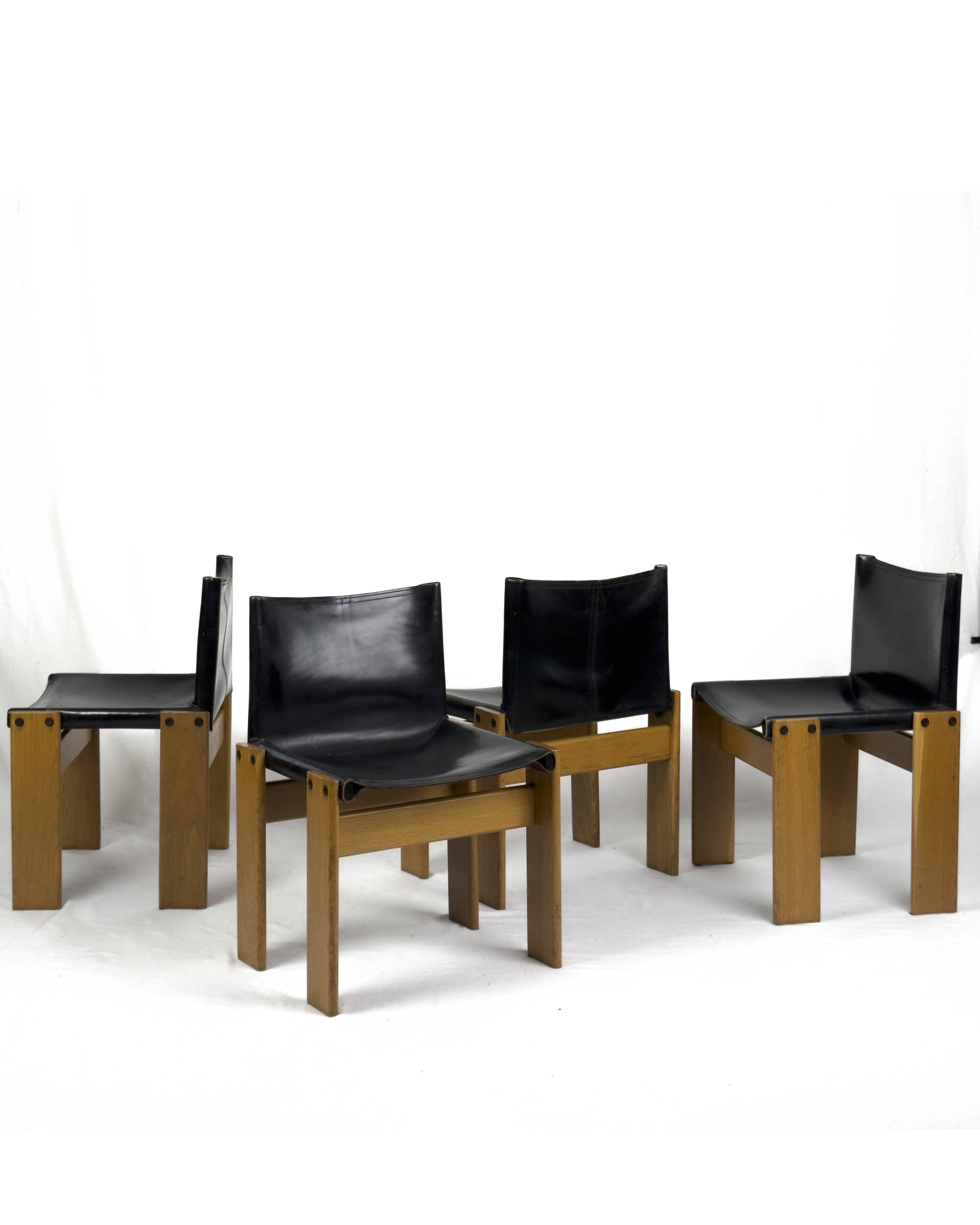 Set of 4 Monk dining chairs by Afra & Tobia Scarpa for Molteni, 1970s
