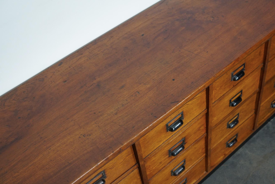 German apothecary cabinet in oak, mid-twentieth century