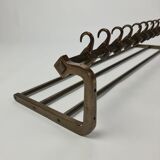 Mid century old industrial wall mounted coatrack