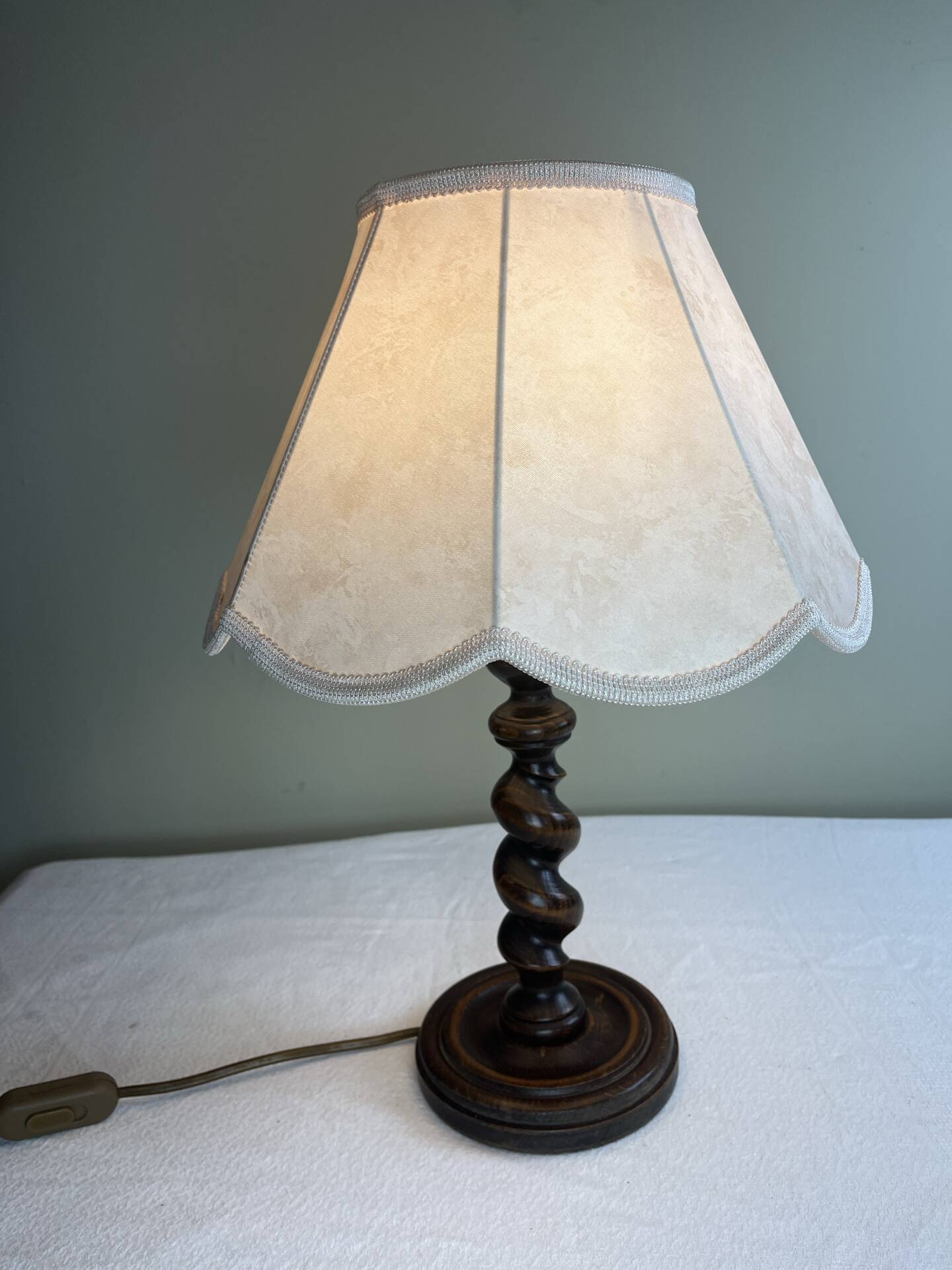 Turned wooden lamp