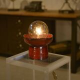 Red ceramic table lamp by Guillerme and Chambron 1980s