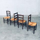 French Provincial Design Rush Dining Chairs, 1940s, Set of 8