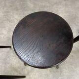 4 brutalist tripod bar stools, solid wood, 1950s