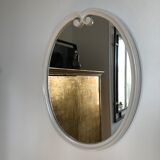 White metal oval mirror 49x39cm