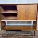 Vintage Roger Landault sideboard in light wood with 2 sliding doors