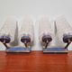 Pair of double wall lights in glass and blue lacquered metal, 1950s-60s