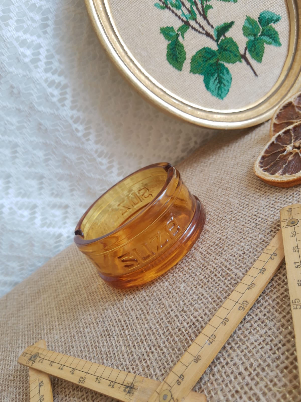 Advertising ashtray Suze amber glass