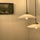 Pair of suspensions bistrot 1920 opaline