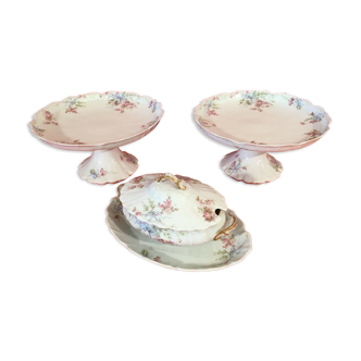 Lot of 3 pieces of porcelain shape Compotiers