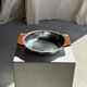 Shallow dish in stainless steel and wood H4 D20