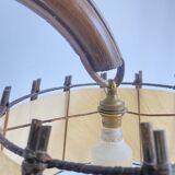 Vintage floor lamp with rattan shelf