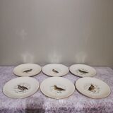 6 flat plates Gien Marly "birds of the forests"
