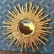Old gilded wood sun mirror, 70 cm, mid-20th century