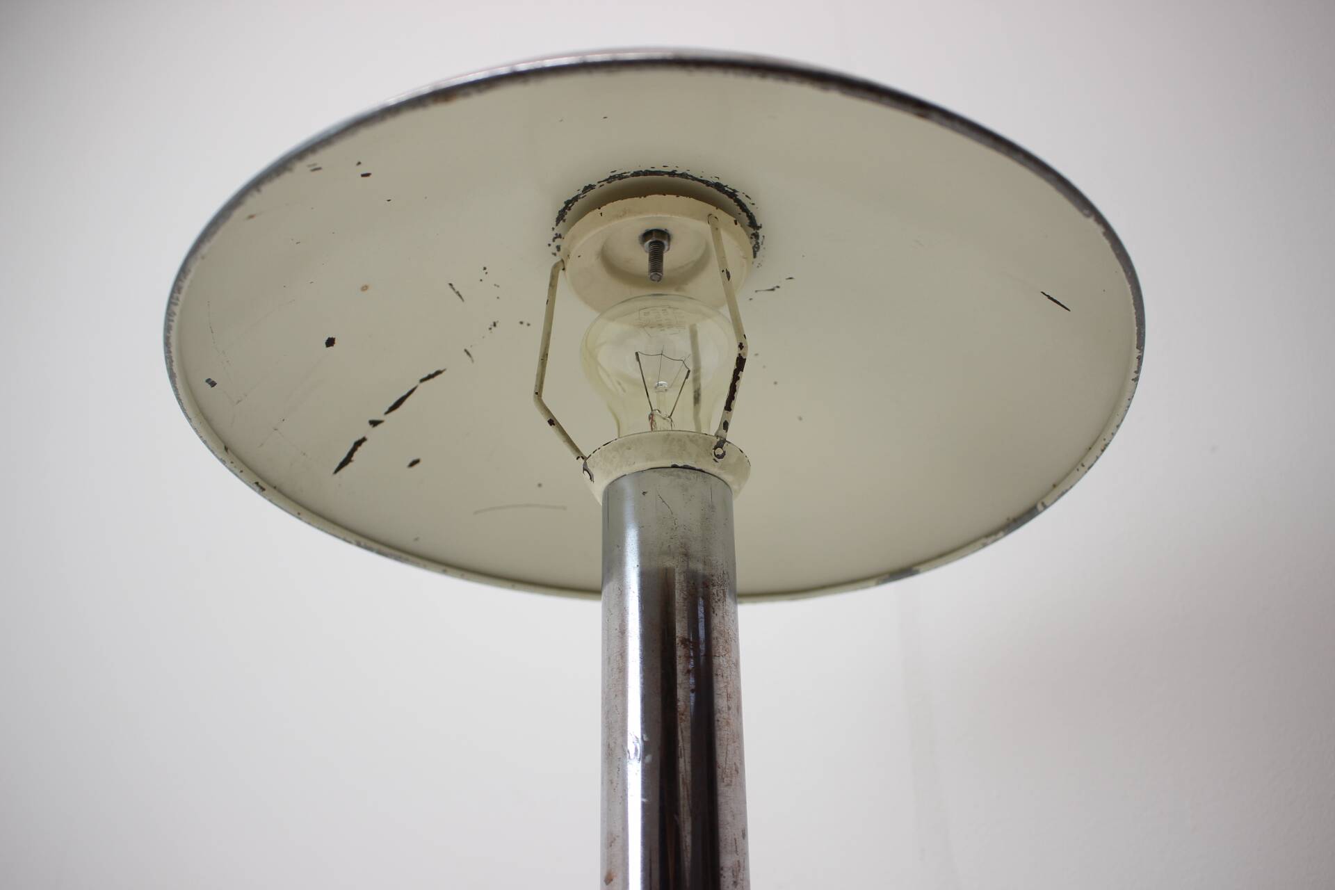 1930s Art Deco Chrome Plated Mushroom Table Lamp, Czechoslovakia