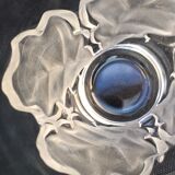 Lalique collection small vase crystal pattern art nouveau chene leaves