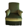 Fauteuil ancien crapaud style anglais en velours vert