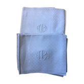 Old damask tablecloth with monogram and 12 identical towels