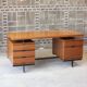 Mahogany veneer desk by Pierre Guariche for Minvielle, 1950s