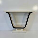 Italian Art Deco Parchment, Brass, Black Console, In the style of Borsani,