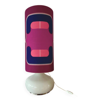 Violetta furniture lamp H80 D30cm - white opaline and vintage 70s fabric