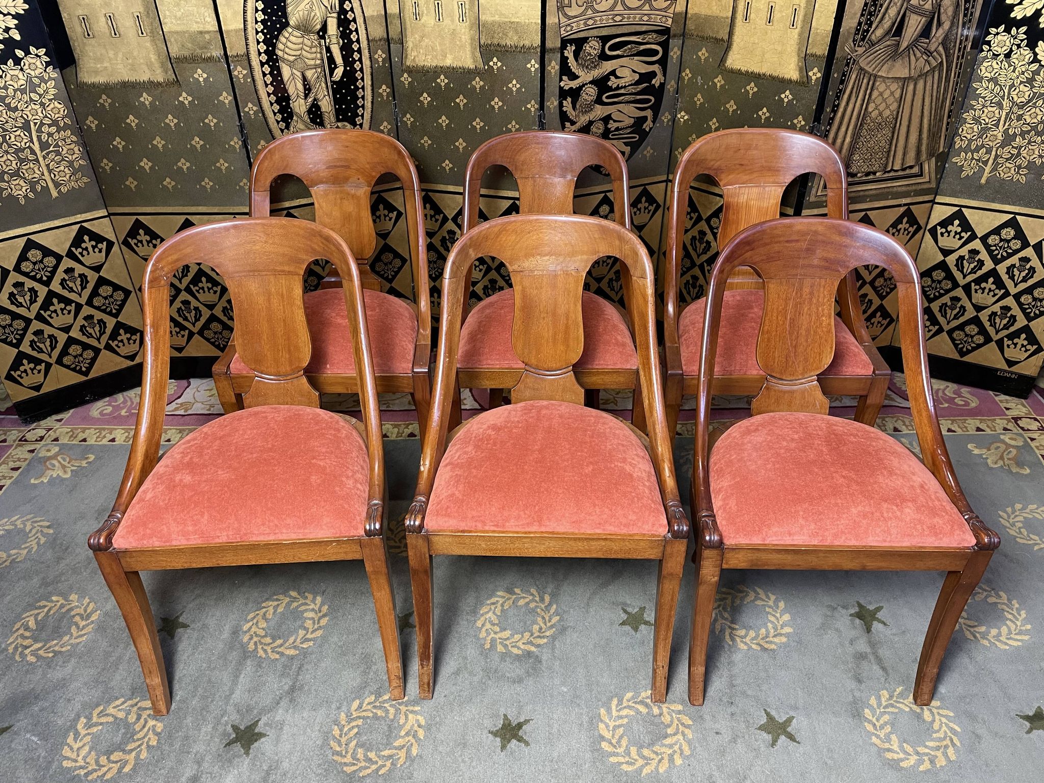 6 chaises gondoles de style Empire