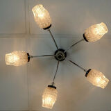 1960's mid century 5-light sputnik spider CEILING LIGHT chrome metal glass