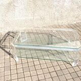Modernist coffee table in glass and plexiglass altuglas design David Lange 1980