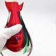 Vase sculpture murano michele onesto oball sommerso rouge vert 23.5cm