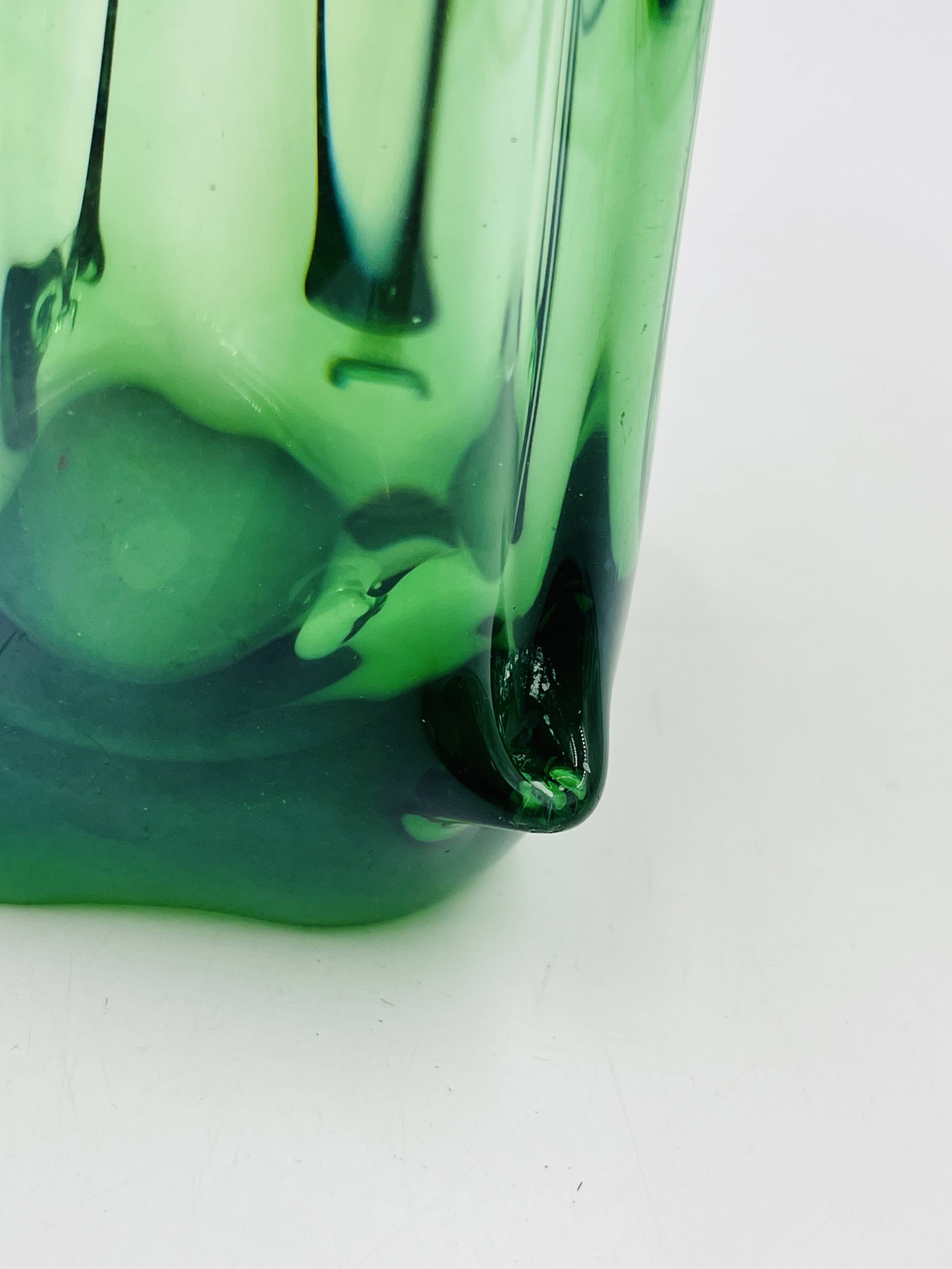Sculptural blown glass vase from Bohemia attributed to Jan Beránek.