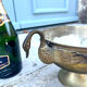 Swan Ice Bucket Brass French Vintage Footed Barware