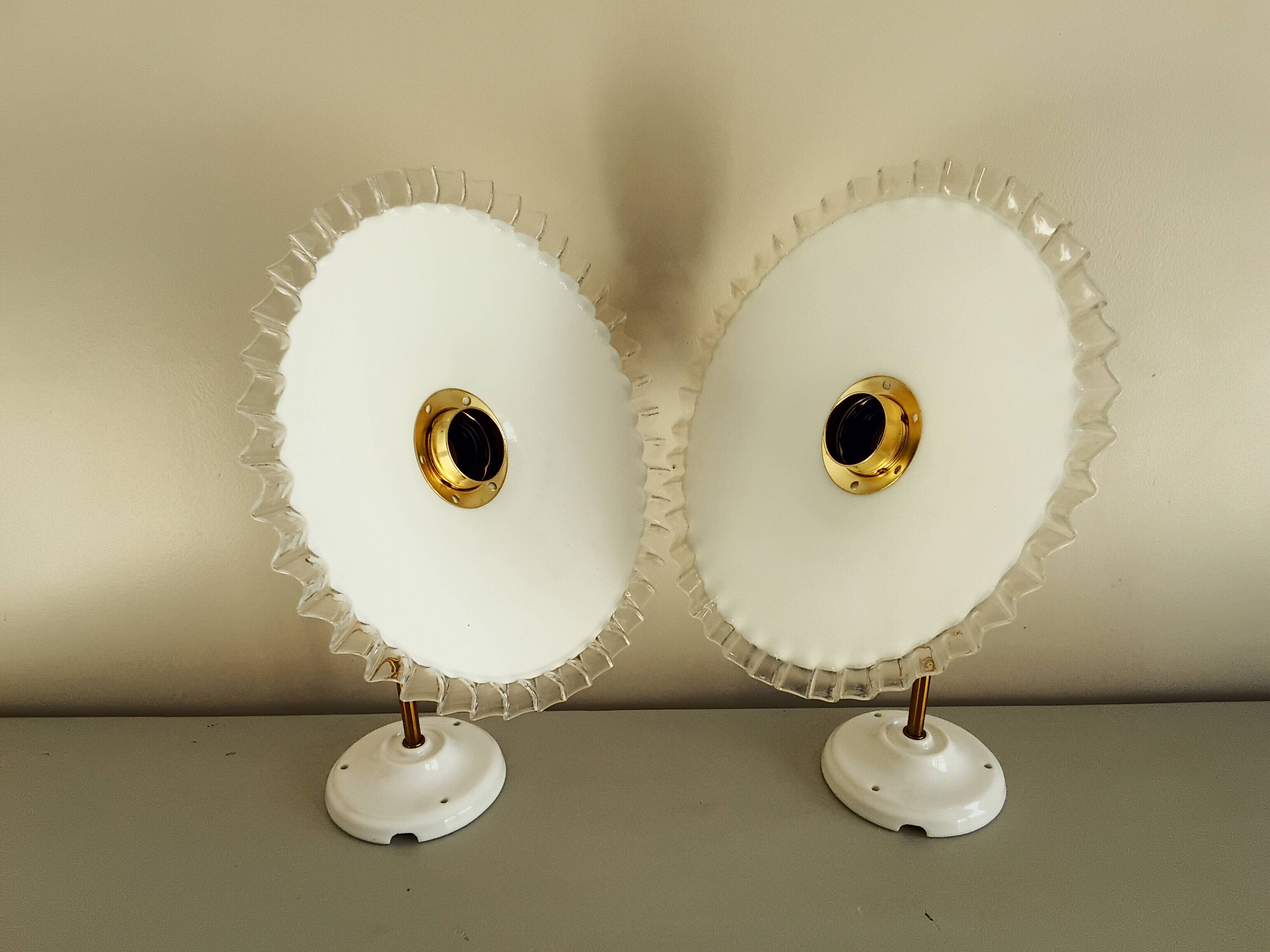 Pair of vintage opaline wall sconces