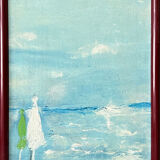 Oil umbrellas on cardboard and framed