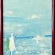 Oil umbrellas on cardboard and framed