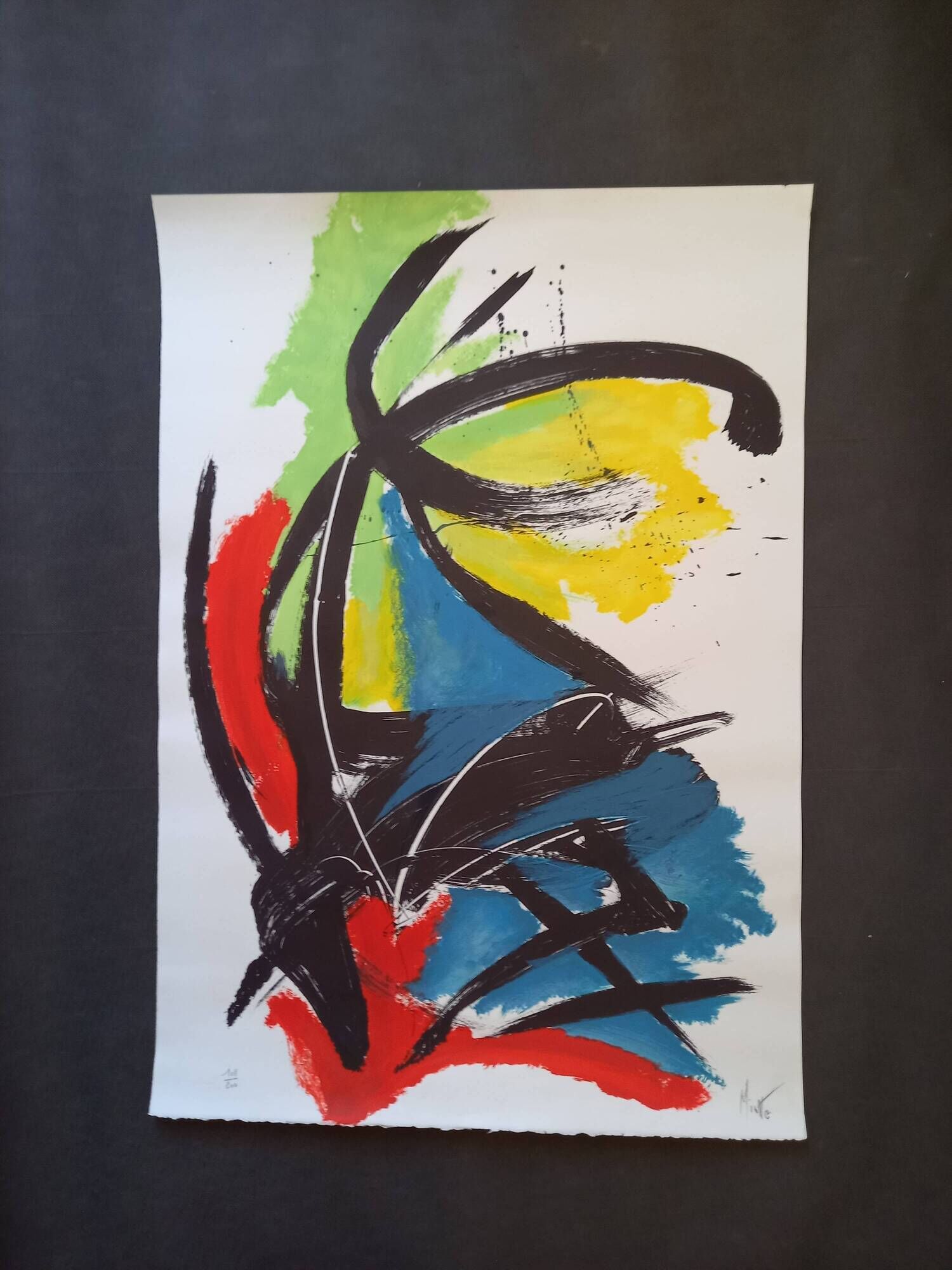 Original lithograph by Jean Miotte, abstract composition, in colors, signed by the artist