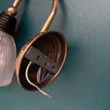 Pair of brass wall sconces and prismatic glass tulips vintage decoration lighting fixture