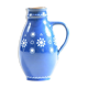 Blue handmade ceramic jug or vase Slovakian Folk Art, circa 1950