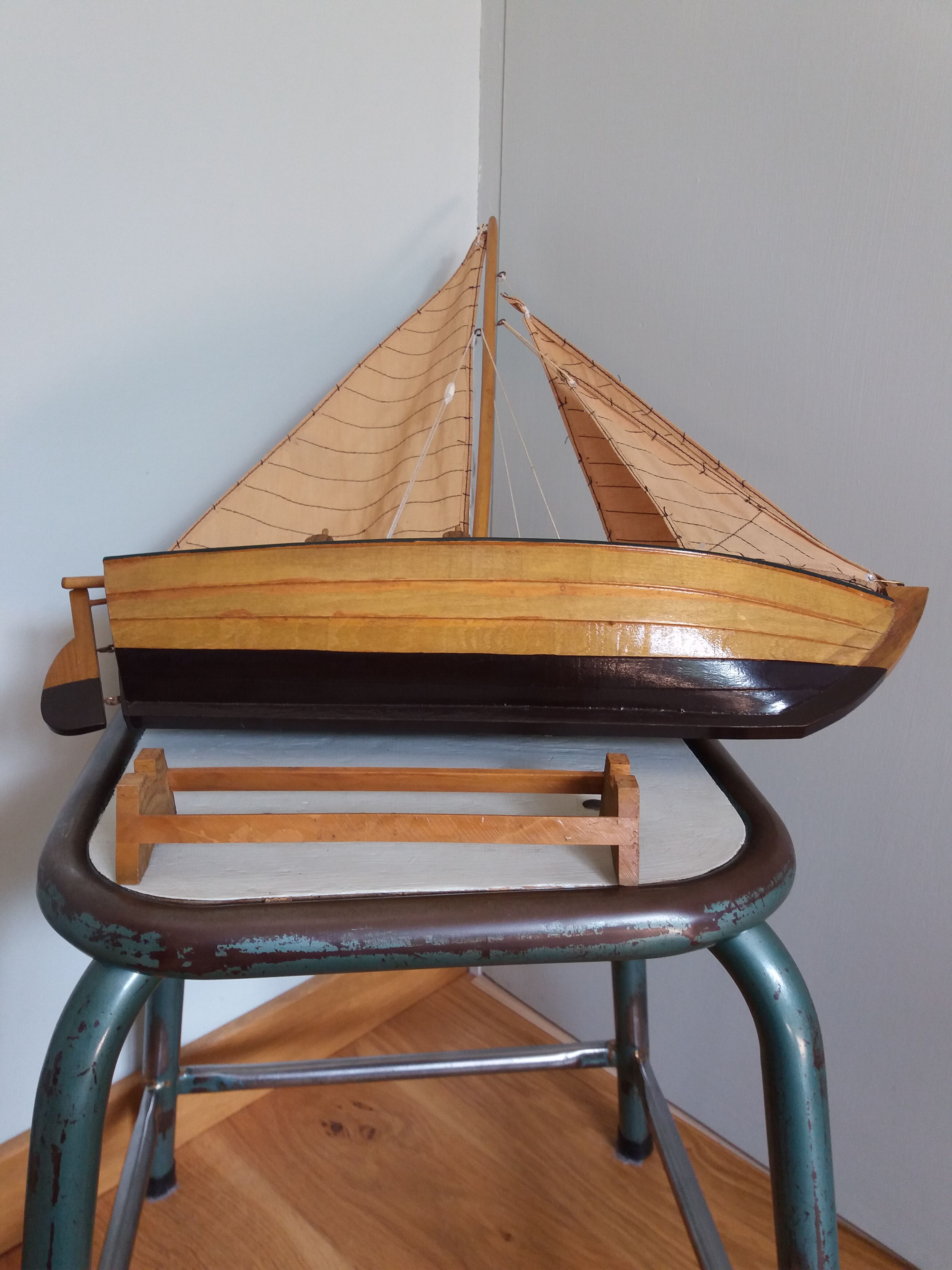 Wooden boat model sailboat