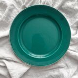 Plat rond en faïence vert vintage