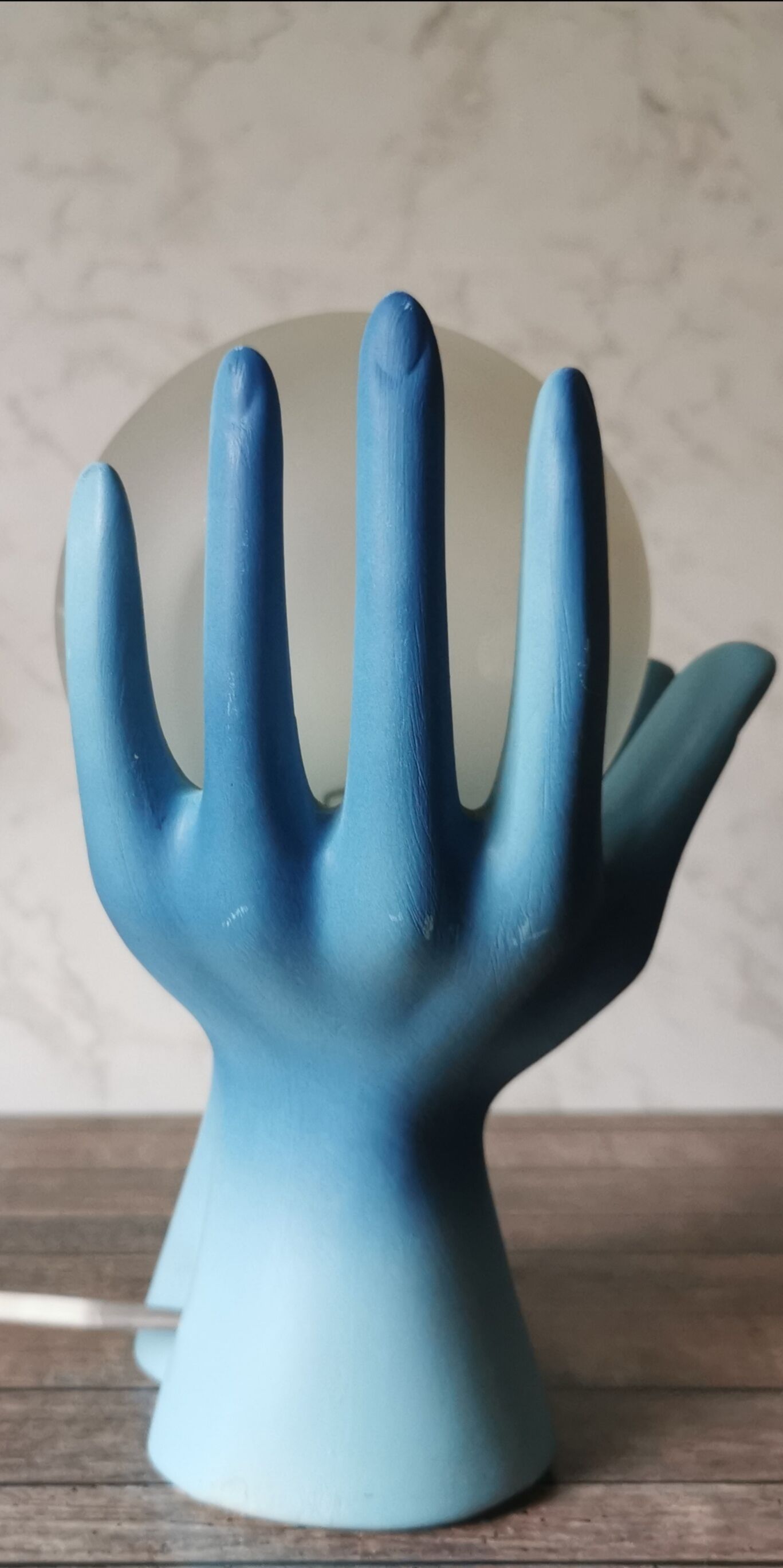 Blue ceramic hand lamp
