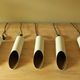 Set of 5 large cylindrical white and gold cinema pendants 1970s
