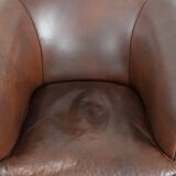 Cognac-coloured cow leather club armchair in English style