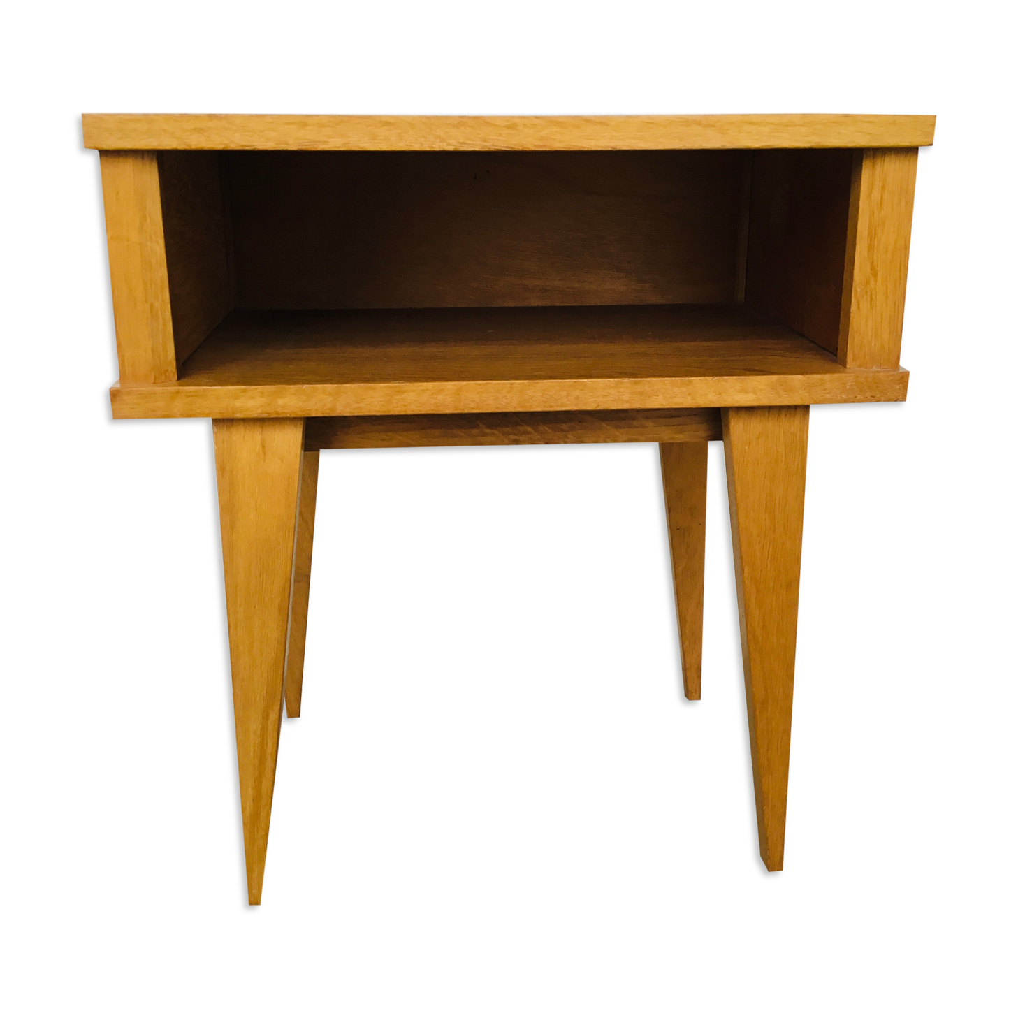 Vintage light wood and rattan bedside - 1960