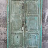 Indian door with frame, hand-painted floral motifs